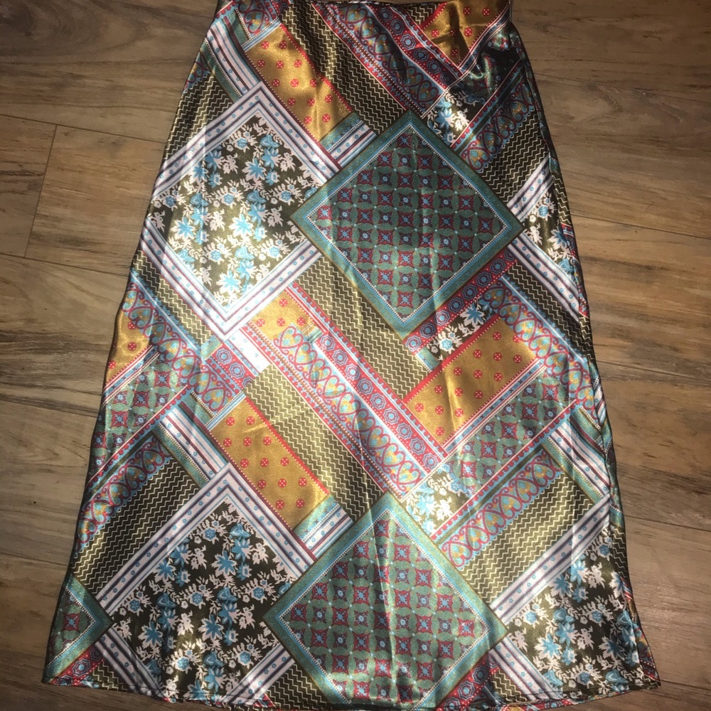 Silk midi skirt